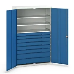 bott verso Flügeltürschrank mit Schubladen, mit 3 Fachböden und 8 Schubladen, BxTxH: 1300 x 550 x 2000 mm