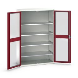 bott verso Flügeltürschrank mit Sichtfenster, mit 4 Fachböden, BxTxH: 1300 x 550 x 2000 mm