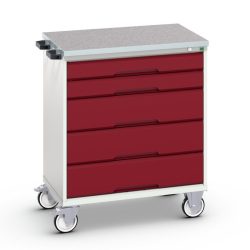 bott verso mobiler Schubladenschrank, mit 5 Schubladen und Linoleum-Top