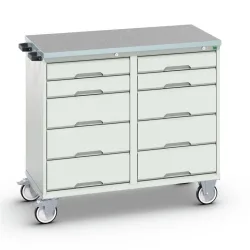 bott verso Montagewagen, mit 10 Schubladen und Linoleum-Top