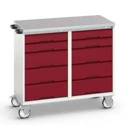 bott verso Montagewagen, mit 10 Schubladen und Linoleum-Top