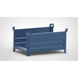 HESON® Stapelbehälter für Langgut, 2 Seiten offen, lackiert, BxT 1.200 x 800 mm, enzianblau