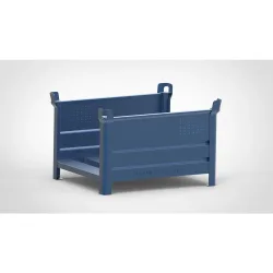 HESON® Stapelbehälter für Langgut, 2 Seiten offen, lackiert, BxT 1.000 x 800 mm, enzianblau