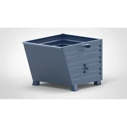 HESON® Stapelbarer Kippbehälter, mit Füssen, lackiert, BxT 1.000 x 1.200 mm, enzianblau