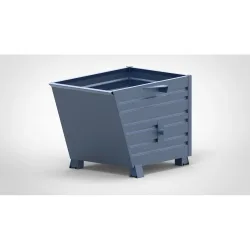 HESON® Stapelbarer Kippbehälter, mit Füssen, lackiert, BxT 800 x 1.200 mm, enzianblau