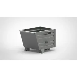 HESON® Stapelbarer Kippbehälter, mit Füssen, lackiert, BxT 600 x 800 mm, mausgrau