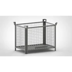 HESON® Industrie-Gitterbox, Wände feststehend, lackiert, HxBxT 900 x 1.200 x 800 mm, mausgrau