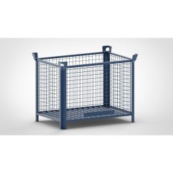 HESON® Industrie-Gitterbox, Wände feststehend, lackiert, HxBxT 900 x 1.200 x 800 mm, enzianblau
