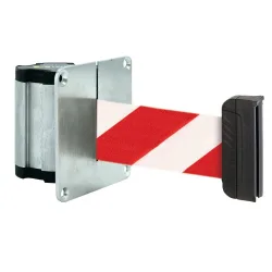Absperr-Wandgurt L mit magnetischem Endstück, Länge 3,7 m, rot / weiss diagonal gestreift