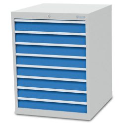 Bedrunka+Hirth Schubladenschrank R 24-24, HxBxT 919 x 705 x 736 mm, lichtgrau, lichtblau, 8 Schubladen 8x100 mm