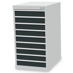 Bedrunka+Hirth Schubladenschrank R 18-24, HxBxT 1.019 x 555 x 736 mm, lichtgrau, anthrazitgrau, 9 Schubladen 9x100 mm