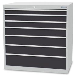 Bedrunka+Hirth Schubladenschrank R 36-24, HxBxT 1.019 x 1.005 x 736 mm, lichtgrau, anthrazitgrau, 7 Schubladen 1x75 + 2x100 + 1x125 + 2x150 + 1x200 mm