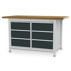Bedrunka+Hirth Kastenwerkbank R 18-24, HxBxT 859 x 1.500 x 750 mm, lichtgrau, anthrazitgrau, 6 Schubladen 6x200 mm