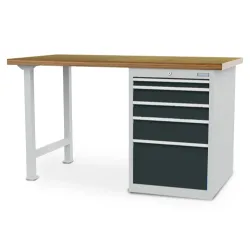 Bedrunka+Hirth Reihenwerkbank R 18-24, HxBxT 859 x 1.500 x 750 mm, lichtgrau, anthrazitgrau, 5 Schubladen 1x50 + 2x100 + 1x150 + 1x300 mm