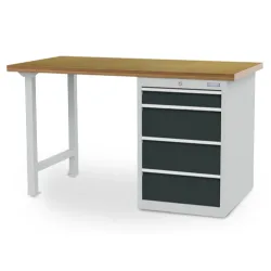 Bedrunka+Hirth Reihenwerkbank R 18-24, HxBxT 859 x 1.500 x 750 mm, lichtgrau, anthrazitgrau, 4 Schubladen 1x100 + 3x200 mm