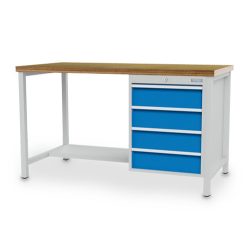 Bedrunka+Hirth Kastenwerkbank R 18-24, HxBxT 959 x 1.500 x 750 mm, lichtgrau, lichtblau, 4 Schubladen 4x150 mm
