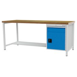 Bedrunka+Hirth Werkbank R 18-24, HxBxT 959 x 2.000 x 750 mm, lichtgrau, lichtblau, 1 Schublade 1x150 mm, 1 Flügeltür 1x450 mm
