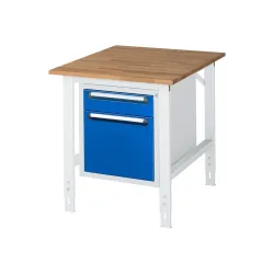 kaiserkraft Arbeitstisch mit Schubladenschrank, Unterbau-Container mit 2 Schubladen 1 x 120, 1 x 360 mm, BxT 750 x 1000 mm, B-Platte, Stärke 25 mm
