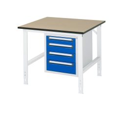 RAU höhenverstellbarer Werktisch Serie TOM, HxBxT 760-1.080 x 1.000 x 1.000 mm, 4 Schubladen, MDF Arbeitsplatte