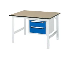 RAU höhenverstellbarer Werktisch Serie TOM, HxBxT 760-1.080 x 1.250 x 1.000 mm, 2 Schubladen, MDF Arbeitsplatte