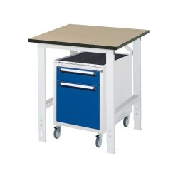 RAU Werkstatt-Set TOM 2-teilig, mit Werktisch, HxBxT 760-1.080 x 750 x 800 mm, MDF Arbeitsplatte, zzgl. Roll-Container mit 2 Schubladen, HxBxT 690 x 480 x 600 mm