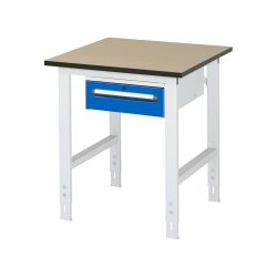 RAU höhenverstellbarer Werktisch Serie TOM, HxBxT 760-1.080 x 750 x 800 mm, 1 Schublade, MDF Arbeitsplatte
