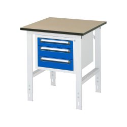 RAU höhenverstellbarer Werktisch Serie TOM, HxBxT 760-1.080 x 750 x 800 mm, 3 Schubladen, MDF Arbeitsplatte