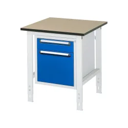 RAU höhenverstellbarer Werktisch Serie TOM, HxBxT 760-1.080 x 750 x 800 mm, 2 Schubladen, MDF Arbeitsplatte