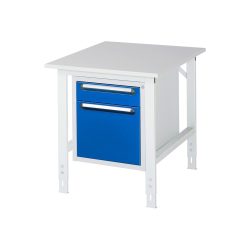 RAU höhenverstellbarer Werktisch Serie TOM, HxBxT 760-1.080 x 750 x 1.000 mm, 2 Schubladen, Arbeitsplatte Melamin-Belag