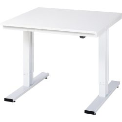 RAU elektrisch höhenverstellbarer Werktisch Serie adlatus 300, HxBxT 720-1.120 x 1.000 x 1.000 mm, melaminharzbeschichtete EGB-Arbeitsplatte