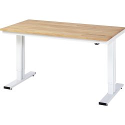 RAU elektrisch höhenverstellbarer Werktisch Serie adlatus 300, HxBxT 720-1.120 x 1.500 x 800 mm, Arbeitsplatte Buche