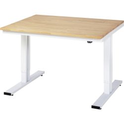 Werktisch Serie adlatus 300, Buche-Massiv-Platte, B 1250 x T 800 x H 720 - 1120 mm