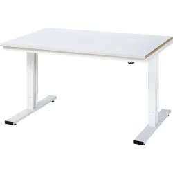 RAU elektrisch höhenverstellbarer Werktisch Serie adlatus 300, HxBxT 720-1.120 x 1.500 x 1.000 mm, Stahlblechbelag Arbeitsplatte