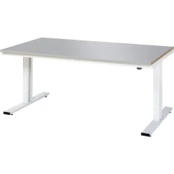 RAU elektrisch höhenverstellbarer Werktisch Serie adlatus 300, HxBxT 720-1.120 x 2.000 x 1.000 mm, Edelstahlblech-Belag Arbeitsplatte
