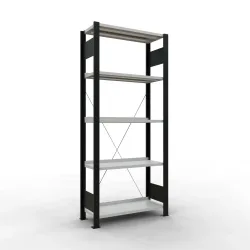 SCHULTE Aktenregal GF, einseitig, mit Endanschlägen, FL 85 kg, schwarz, HxBxT 1.800 x 750 x 300 mm