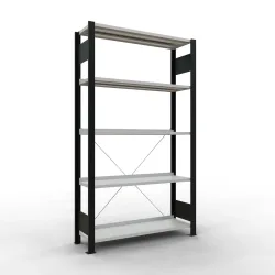 SCHULTE Aktenregal GF, einseitig, mit Endanschlägen, FL 85 kg, schwarz, HxBxT 1.800 x 1.000 x 300 mm
