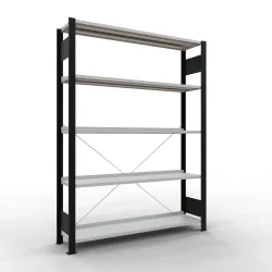 SCHULTE Aktenregal GF, einseitig, mit Endanschlägen, FL 85 kg, schwarz, HxBxT 1.800 x 1.300 x 300 mm