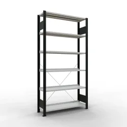 SCHULTE Aktenregal GF, einseitig, mit Endanschlägen, FL 85 kg, schwarz, HxBxT 2.000 x 1.000 x 300 mm