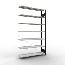 SCHULTE Aktenregal AF, einseitig, mit Endanschlägen, FL 85 kg, schwarz, HxBxT 2.300 x 1.300 x 300 mm