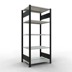 SCHULTE Aktenregal GF, doppelseitig, mit Mittelanschlägen, FL 150 kg, schwarz, HxBxT 1.800 x 750 x 600 mm