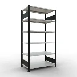 Schulte Lagertechnik Büroregal Stecksystem MultiPlus150, Grundregal, 6 Fachböden, ohne Mittelanschlag, B 1000 x T 600 x H 2000 mm, Schwarz/Lichtgrau