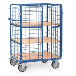 fetra® Etagenwagen mit Flügeltüren, Tragkraft 600 kg, 3 Etagen à 1.200 x 800 mm