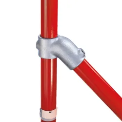 45°-Verbinder, 1 Durchgang, 1 Abgang, Aussen-Ø Rohr 33,7 mm
