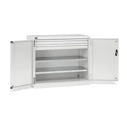 Fami PERFOM Flügeltürschrank, 2 Schubladen, 2 Fachböden, HxBxT 1.000 x 1.193 x 555 mm, lichtgrau