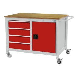 Bedrunka+Hirth Mobile Werkbank, Schrank, 4 Schubladen, verkehrsrot