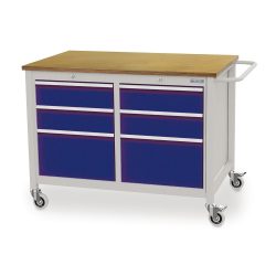 Bedrunka+Hirth Mobile Werkbank, 6 Schubladen, enzianblau