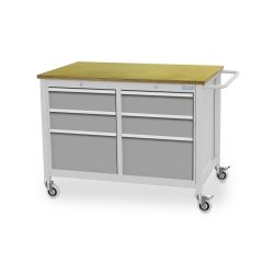 Bedrunka+Hirth Mobile Werkbank, 6 Schubladen, weissaluminium