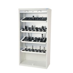 Bedrunka+Hirth Hochschrank für CNC-Werkzeuge mit Aluminiumrollladen, HxBxT 1.950 x 1.000 x 500 mm, Werkzeugeinsatz HSK A63 (64 Stück)