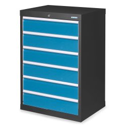 Bedrunka+Hirth Schubladenschrank Profi, Schubladen 6x150 mm, HxBxT 1.019 x 680 x 500 mm, anthrazitgrau/lichtblau