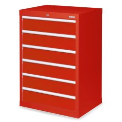 Bedrunka+Hirth Schubladenschrank Profi, Schubladen 6x150 mm, HxBxT 1.019 x 680 x 500 mm, verkehrsrot/verkehrsrot